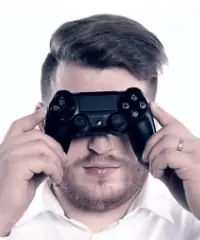 Dominik with a game console